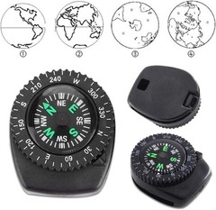 Black Button Mini Survival Compass for Hiking, Camping, Boating, Oil