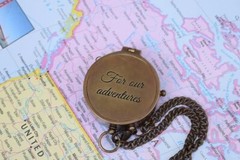PERSONALIZED COMPASS, Nautical Compass, Working Compass, leather Pouch included