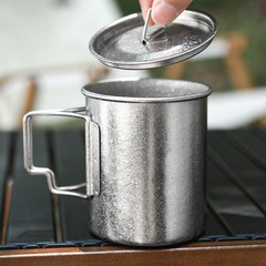 Titanium Camping Mug Portable Coffee Cup 450ml Capacity Smooth Rim Design