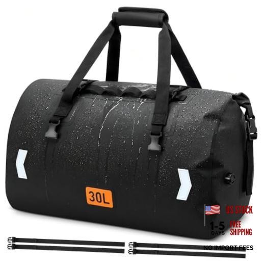 Waterproof Motorcycle Dry Bag Roll-top Motorcycle Tail Bag with Air 30L Black