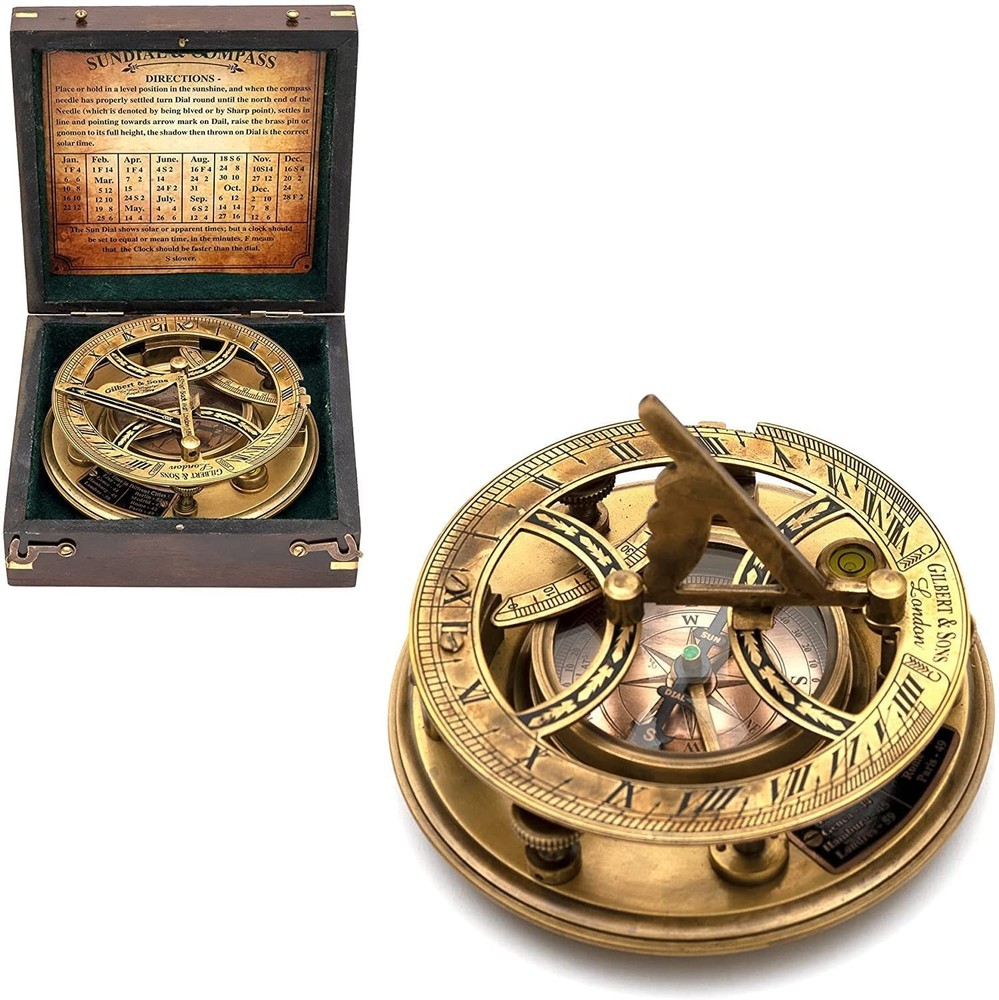 Handmade Brass Ross London Nautical Marine Round Pocket Compass
