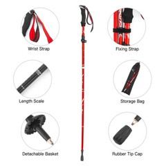 Lightweight Collapsible Trekking Five-fold Walking Stick for Hiking I9T1