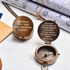 Retirement Gift Engraved Compass – Personalized Working Brass Compass Keepsake