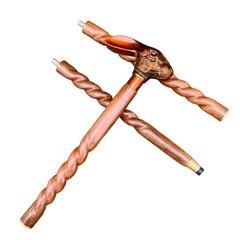 Victorian Rabbit Handle Walking Cane -Spiral Hardwood Shaft Brass Accents Antiqe