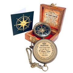 Gift for Son from Mom Dad | Engraved Compass 2″ – 2 inch(3100 lb.), Metallic