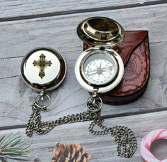 Personalized Brass Compass with Nickel Finish – Silver Color, Gifts for Men