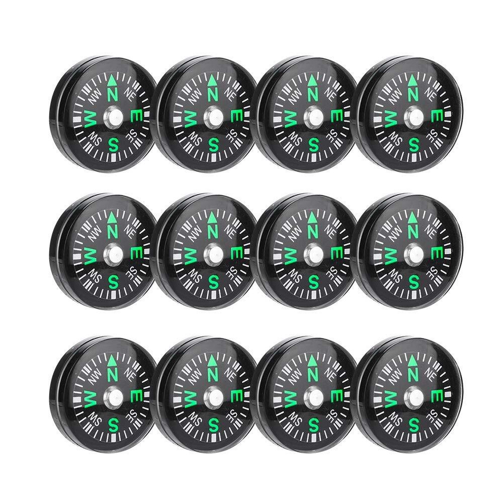 12 Pcs 20mm Mini Pocket Button Compass for Hiking Watch Band Paracord Camping