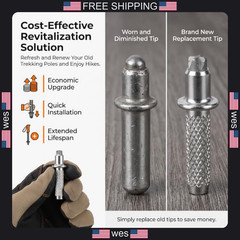 Trekking Pole Tips Replacement 6 Pack Heavy Duty Tungsten Steel for Hiking
