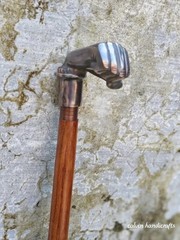 Antique Brass Head Long Handle Victorian Walking Stick Wooden Cane