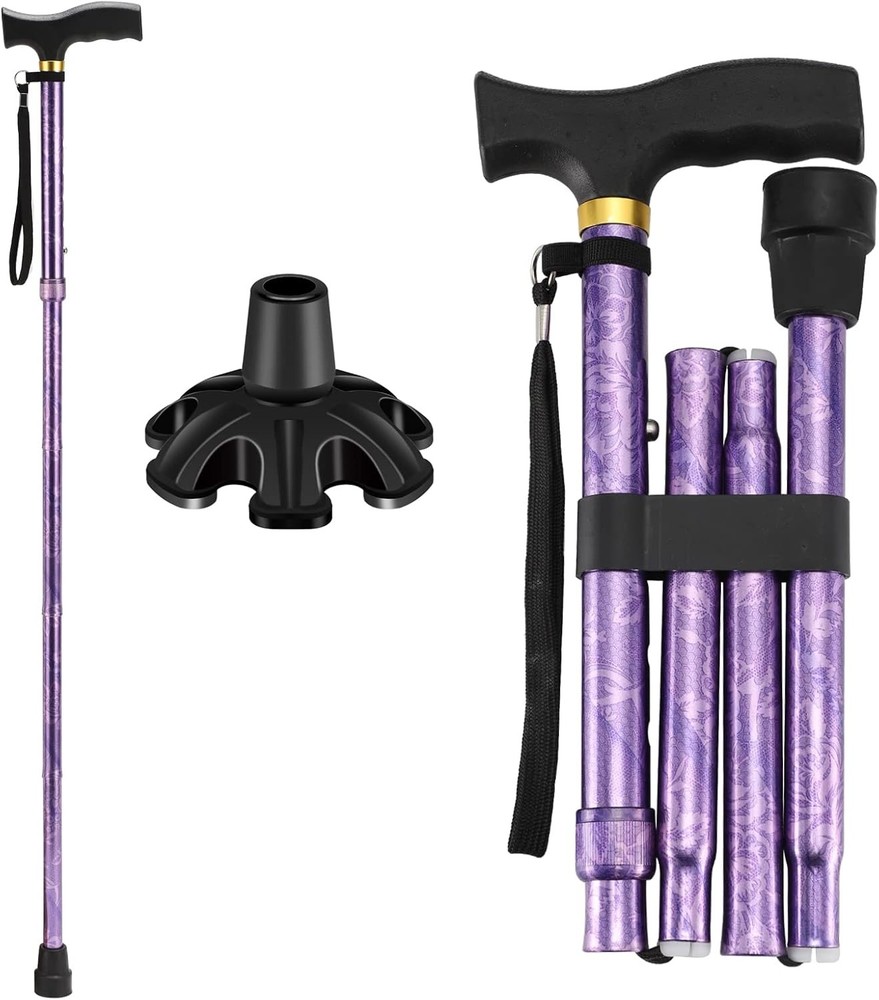 Lightweight 5-Level Height Adjustable Walking Cane, Folding Cane