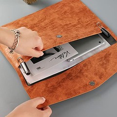 PU Leather A4 File Folder Document Holder Waterproof Portfolio Envelope Brown