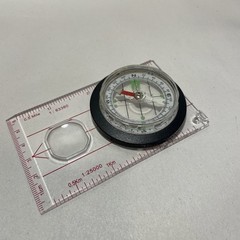 MAP COMPASS, Magnifier, Measuring Tool, No Lanyard. Good Condition.