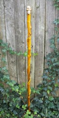 43″ Hand Carved Spiral Mulberry Walking Stick Cane w/ Brass Skull Top Handle #28