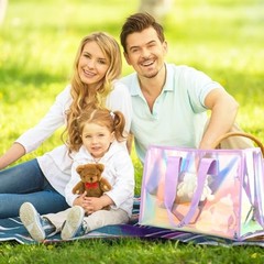 Iridescent Beach Bag for Women, 26L Clear Tote Bag, Summer Waterproof