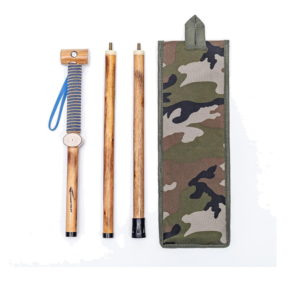 Luxury Hardwood Hiking Stick – 3pc Detachable with Rubber Tip & Compass 48 Inch