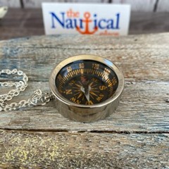 Brass Pocket Compass w/ Optional 27″ Chain & Bag – Gold, Silver, Antique Finish