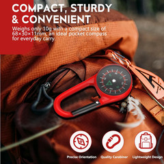 Carabiner Clip on Compass Keychain, Mini Pocket Compass for Hiking, Camping, Fis