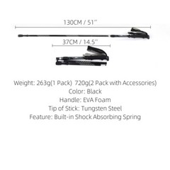 2 Pack Trekking Poles Collapsible Hiking Walking Sticks Telescopic Ultralight