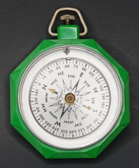 Taylor LITENITE Bakelite Plastic Pocket Compass 2″ vintage DECO RETRO GREEN!!