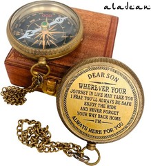 Gift for Son from Mom Dad | Engraved Compass 2″ – Father to Son Gifts, Mom to So