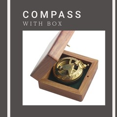 Marine Sundial Compass With Nautical Solid Wooden Box Vintage Brass Ship Navigat