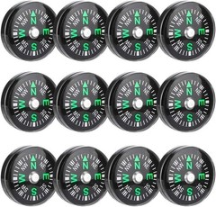 Pocket Compass, 20Mm 12Pcs Mini Pocket Oil Filled Compass for Hiking Camping Out