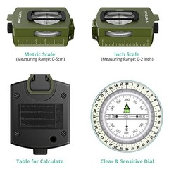 Multifunctional Hiking Compass – Military Metal Sighting Compass with Bronze