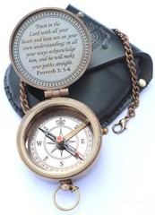 Brass Engraved Nautical Compass w/ Leather Case – Antique Gift for All Occasions