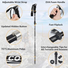 Aluminum Alloy Trekking Poles Collapsible Hiking Poles 2 Pcs Aluminum 7075