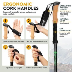 100% Carbon Fiber Trekking Poles by USA Brand – Ultra Strong Lightweight Coll…