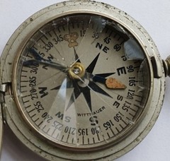 Vintage Wittnauer Pocket Compass Military Style Broken Crystal For Parts Repair
