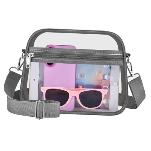 Clear Bag for Stadium Events Clear Purse Stadium Bag Satchel Large Grey Clear