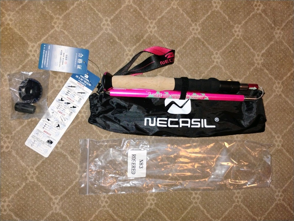 Necasil Foldable Trekking Pole Single 6061Aluminum Hiking Pole Adjustable w/ Bag