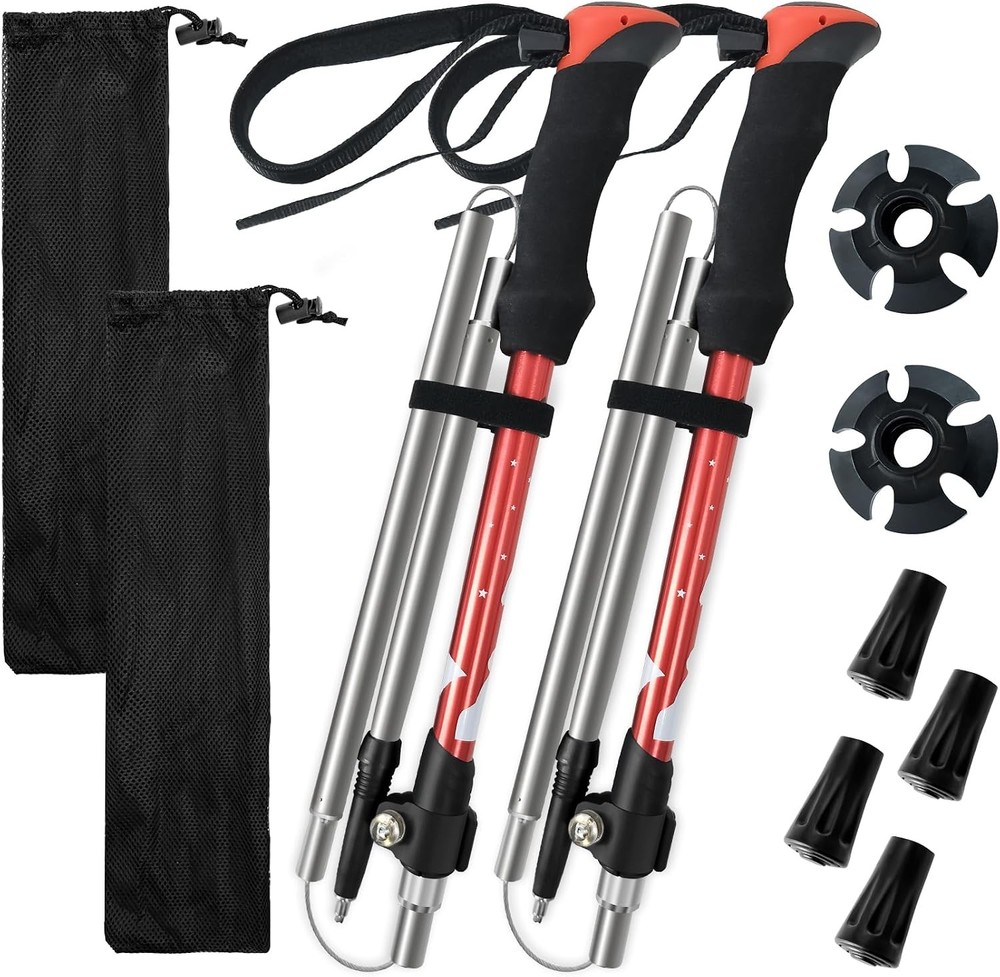 Collapsible Trekking Poles Hiking Lightweight Foldable Hiking Poles 2 Pack