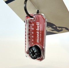 mont-bell Thermo Compass Red 1827647 Thermometer Compass Keychain Japan New