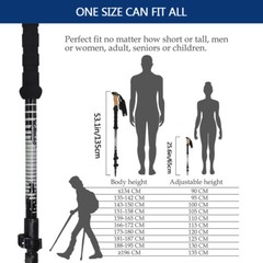 2Pack Trekking Walking Hiking Sticks Poles Adjustable Alpenstock Anti-shock Cane