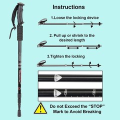2 Pack Hiking Trekking Poles, Collapsible, Lightweight, Anti Shock, Adjustable
