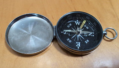 Vintage Pocket Compass Edge Mark Black Made In Japan