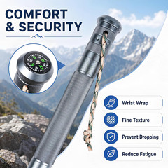 H2 Survive Tactical Walking Stick, 7-In-1 Staff with Multi-Tool | Aerospace-Grad