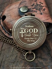 Personalized Holy Communion Baptism Gift – Engraved Pocket Brass Compass Gift
