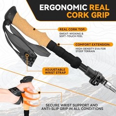 Collapsible Trekking Poles for Hiking – Lightweight Adjustable Aluminum Black