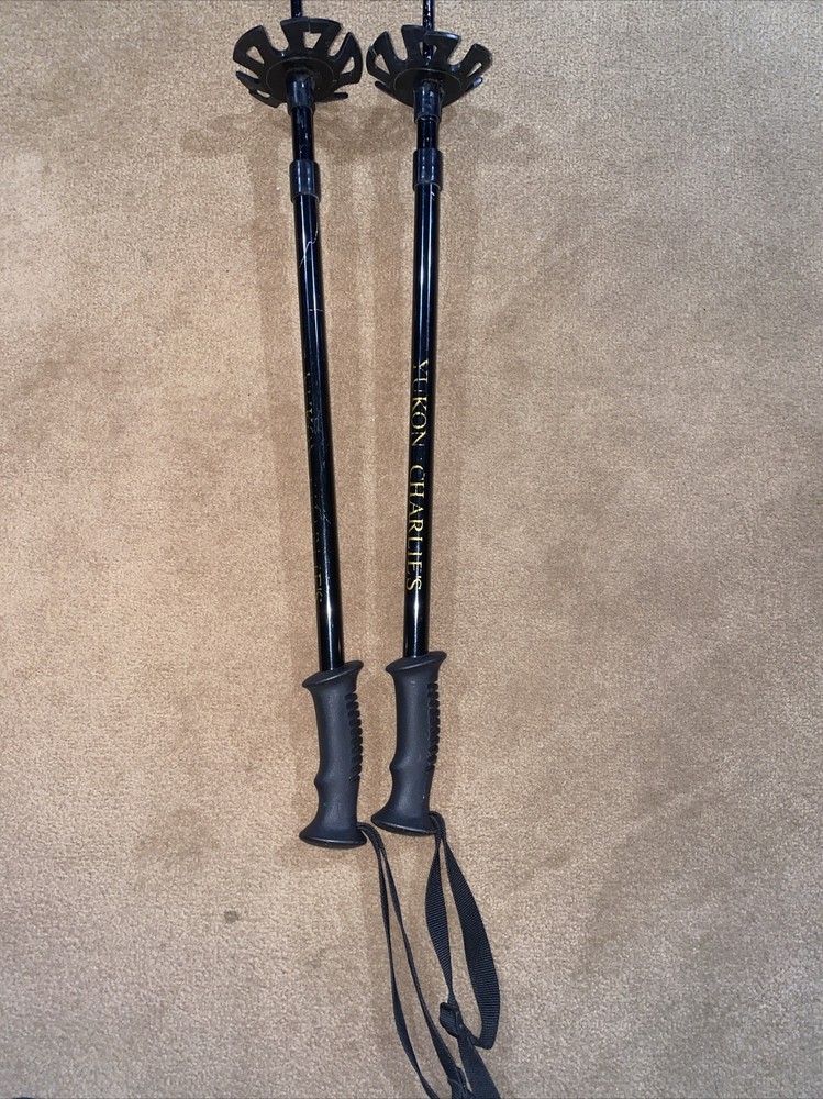 Yukon Charlie’s Trekking Poles 24-36” Hiking Walking Black Expandable Used.