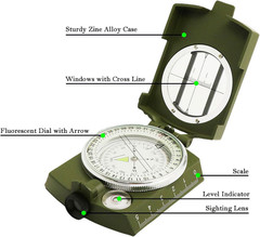 Compass, Hiking Compass for Survival with Lensatic – Water-Resistant Durable and
