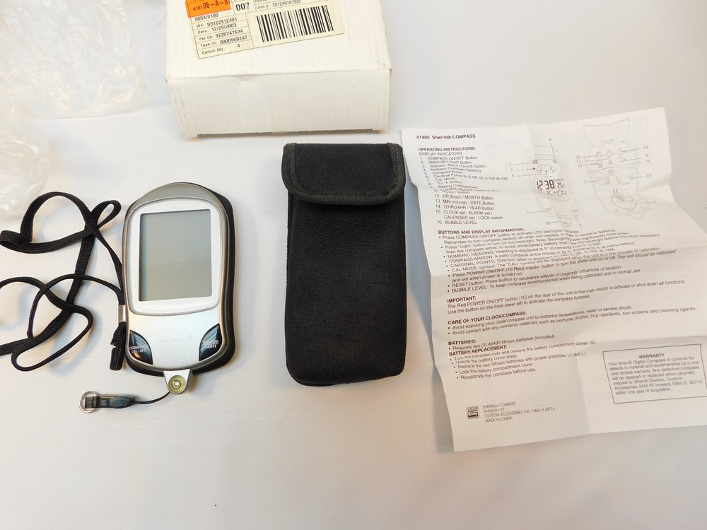 SHERRILL ELECTRONIC DIGITAL COMPASS and ALARM #01460 OPEN BOX
