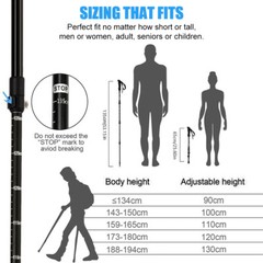 2x Aluminum Trekking Walking Hiking Stick Poles Adjustable Alpenstock Anti-Shock