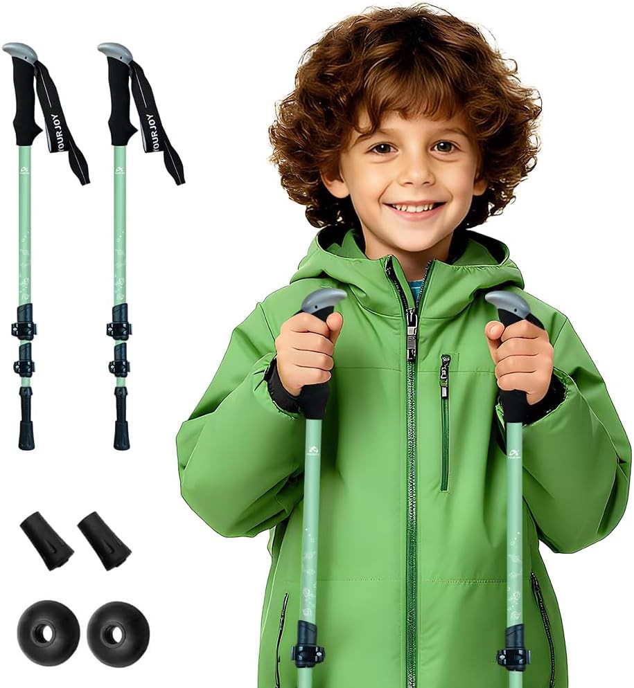 Hiking Trekking Poles Kids 2 Pack Anti Shock Adjustable Collapsible Hiking Poles