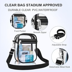 Clear Stadium Bag 12×12×6 Policy Compliant Transparent Crossbody Small Black