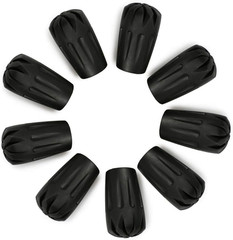Black Rubber Diamond Trekking Pole Tip Protectors, Hiking Pole Replacement