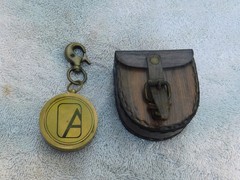1.75″ Pocket Brass Camping Sundial Compass & Case