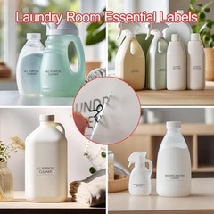 64PCS Laundry Labels – Transparent PVC Waterproof Preprinted Stickers for
